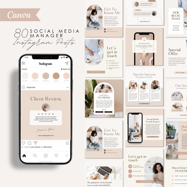 80 plantillas para publicaciones de Instagram / Canva para gestores de redes sociales