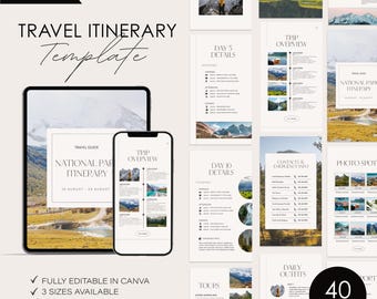 Editable Travel Itinerary Template | Canva Travel Planner (Digital Download)