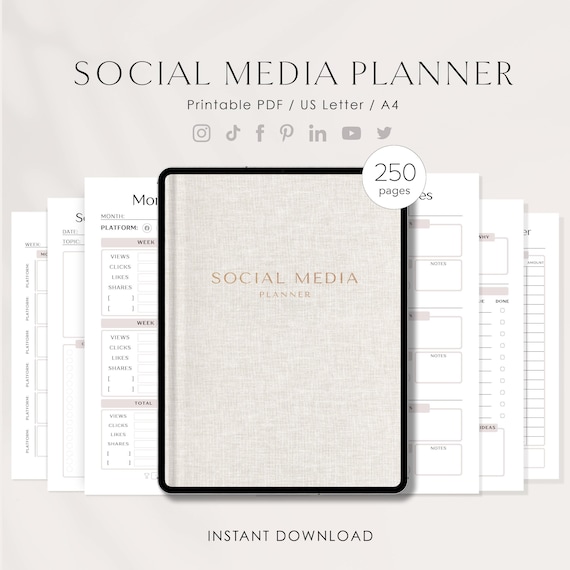 Social Media Content Planner: Printable Marketing Calendar (PDF)