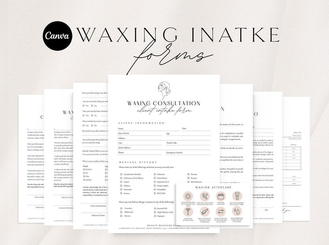 Waxing Treatment Forms Printable Waxing Consent Forms - Etsy