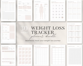 Weight Loss Planner: Fitness, Meal & Body Measurement Tracker (Printable PDF)