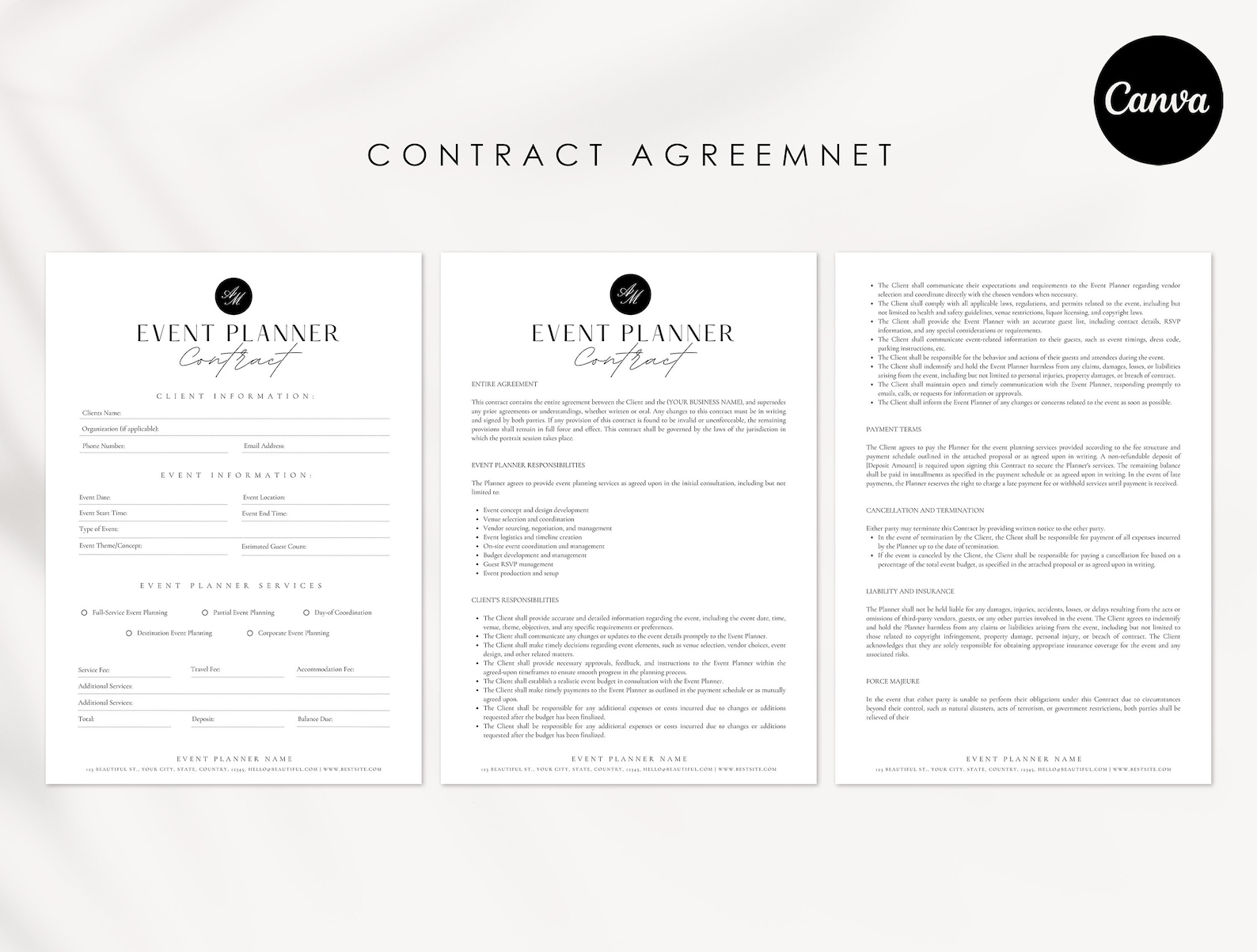 event-planner-contract-template-event-planner-client-forms-etsy