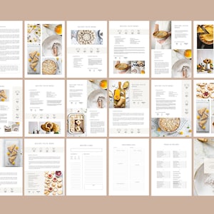 May include: A printable recipe card template with a white background and black text. The template includes sections for the recipe title, ingredients, instructions, and notes. There are also images of various baked goods, including a pie, cookies, and a cake.