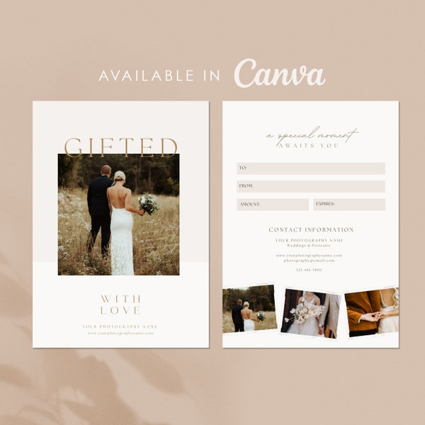 Photography Gift Certificate Template | Photography Gift Card Template | Canva Template