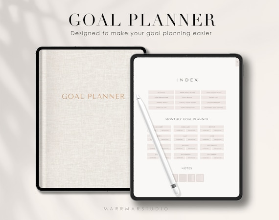 Digital Goal Planner: GoodNotes Productivity, Habits & Reflections (PDF Downloadable Template)