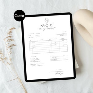 May include: A black and white invoice template for a waxing treatment business. The invoice features a logo with a line drawing of a woman's face, the business name "Waxing Treatment", and the text "Invoice". The invoice has fields for invoice number, date, due date, description, quantity, price, and total. The invoice also includes fields for the customer's name, address, and email address. The invoice is on a white background.