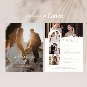 Modelo de preços de fotografia de casamento | Lista do guia de preços de casamento | Guia de preços para fotógrafos | Modelo de tela