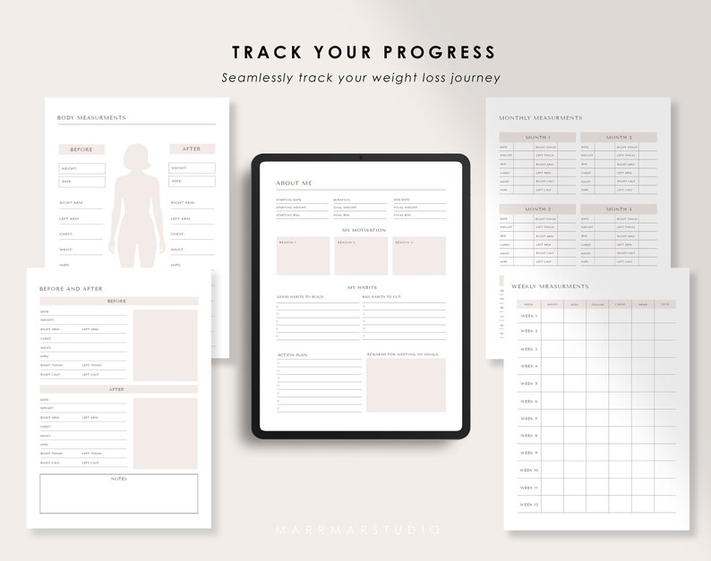 Weight Loss Planner: Fitness, Meal & Body Measurement Tracker (Printable PDF) image 8