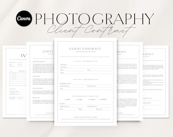 Photography Client Contract Template |  Photography Forms | Client Agreement  | Contract for Photographers | Canva Template