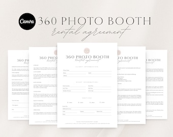 360 Photo Booth Rental Agreement Template | Rental Contract Template | Editable Photo Booth Template | Canva Template