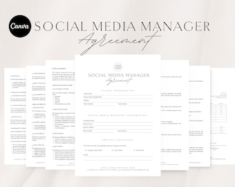 Social Media Manager Agreement | Contract Template | Editable Business Agreement | Canva