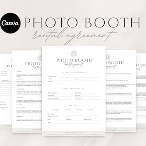 Editable Photo Booth Rental Agreement Template | Photo Booth Contract Template | Photo Booth Template | Canva Template