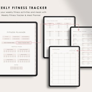 Puede incluir: Un planificador digital para hacer un seguimiento de las metas de fitness y planificar las comidas. El planificador incluye secciones para el seguimiento diario y semanal del estado f&iacute;sico, la planificaci&oacute;n de las comidas y p&aacute;ginas mensuales para el establecimiento de objetivos y la reflexi&oacute;n. El planificador est&aacute; dise&ntilde;ado para su uso en una tableta o computadora.