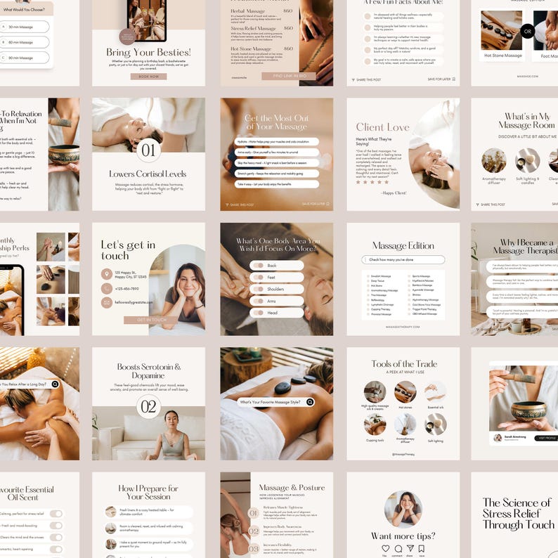 Massagetherapeut Instagram-berichtsjablonen | Social media-berichten over massagetherapie | Canvassjabloon afbeelding 3