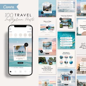 Travel Instagram Post Templates: Vacation Theme (Digital Canva Template)