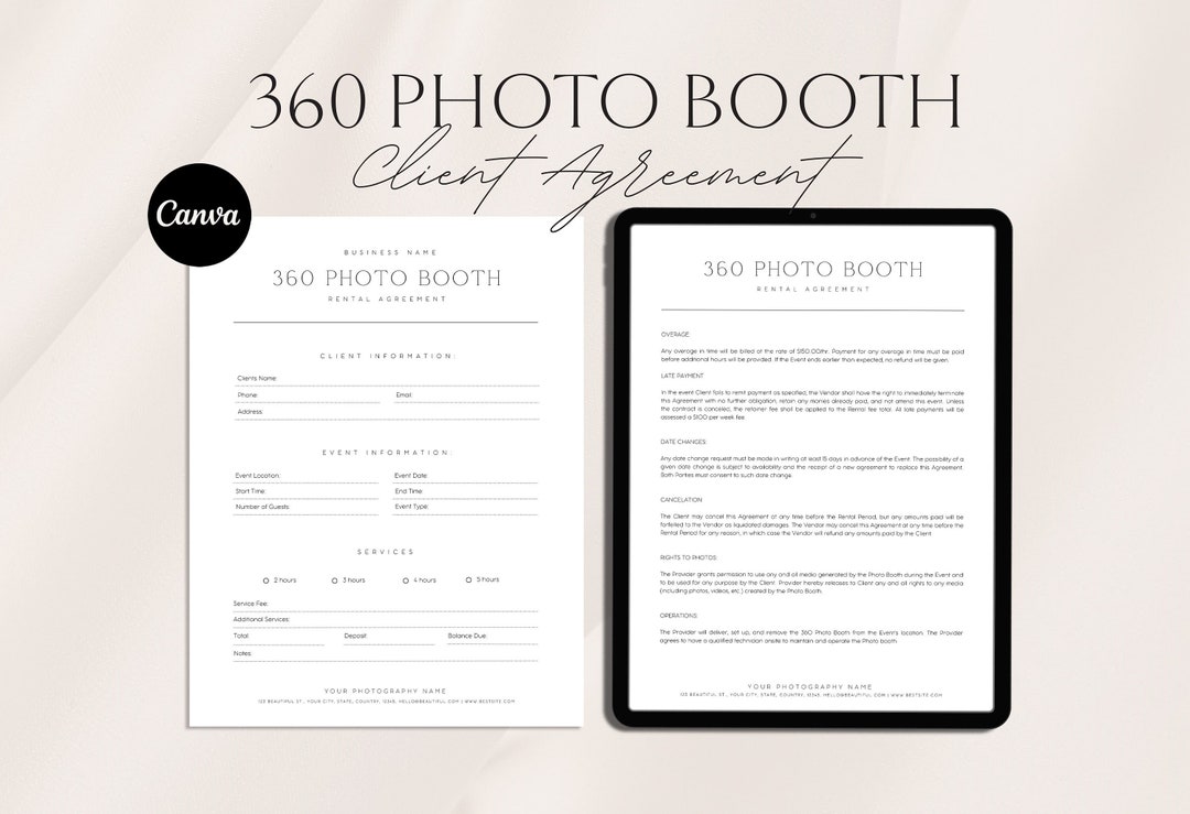 360 Photo Booth Rental Agreement Template Rental Contract Template