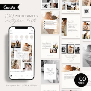 Wedding Photographer Instagram Templates: Canva Social Media Posts (Digital Download)