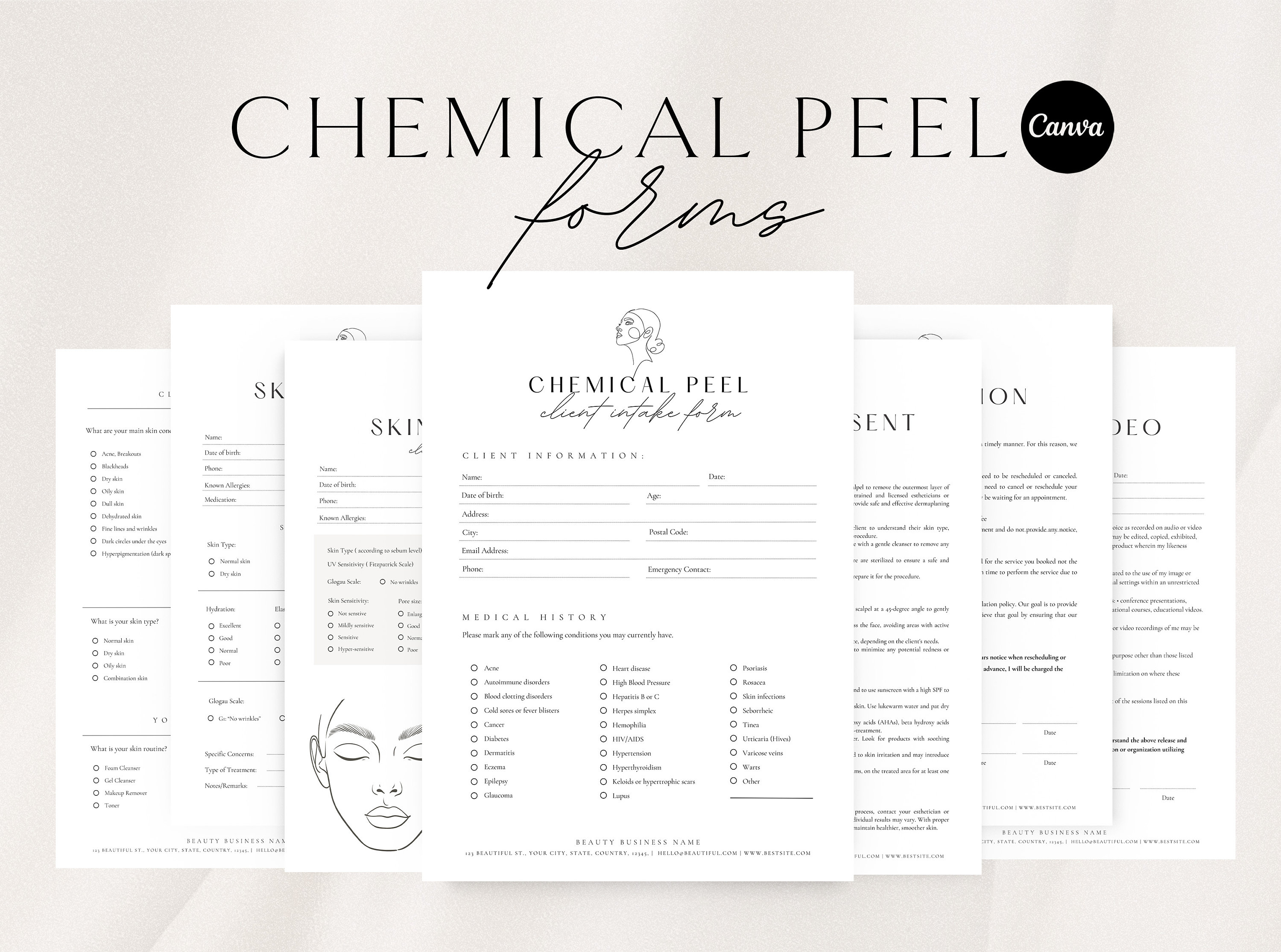 Chemical Peel Forms Editable Chemical Peel Templates - Etsy