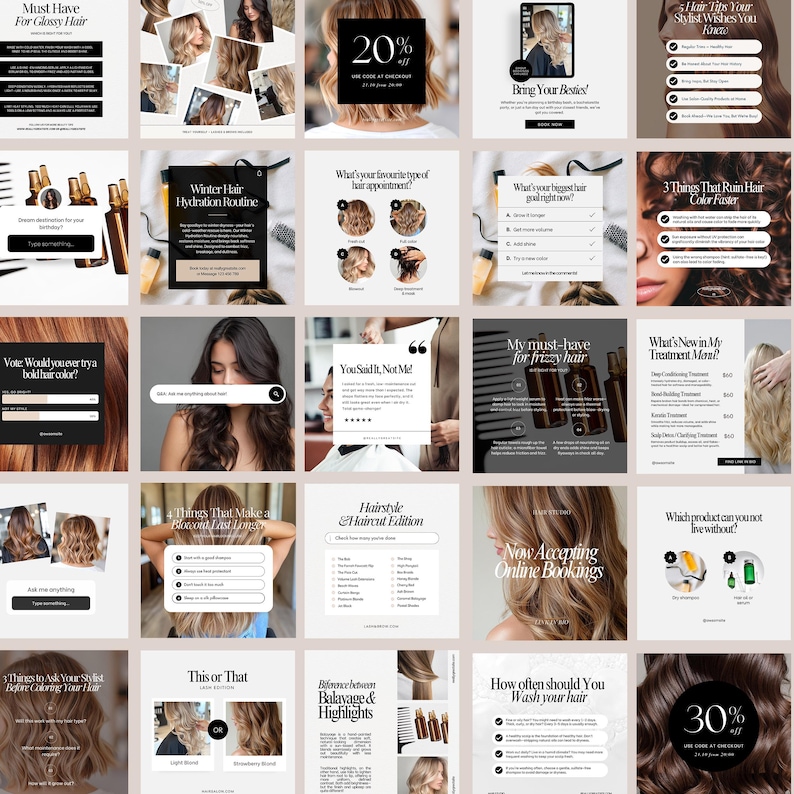 Hair Stylist Instagram Post Templates: Beauty Salon Social Media (canva ...