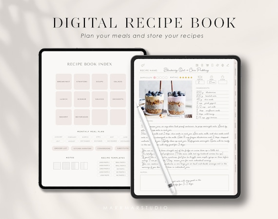 Digital Recipe Book Template: GoodNotes Meal Planner (PDF)