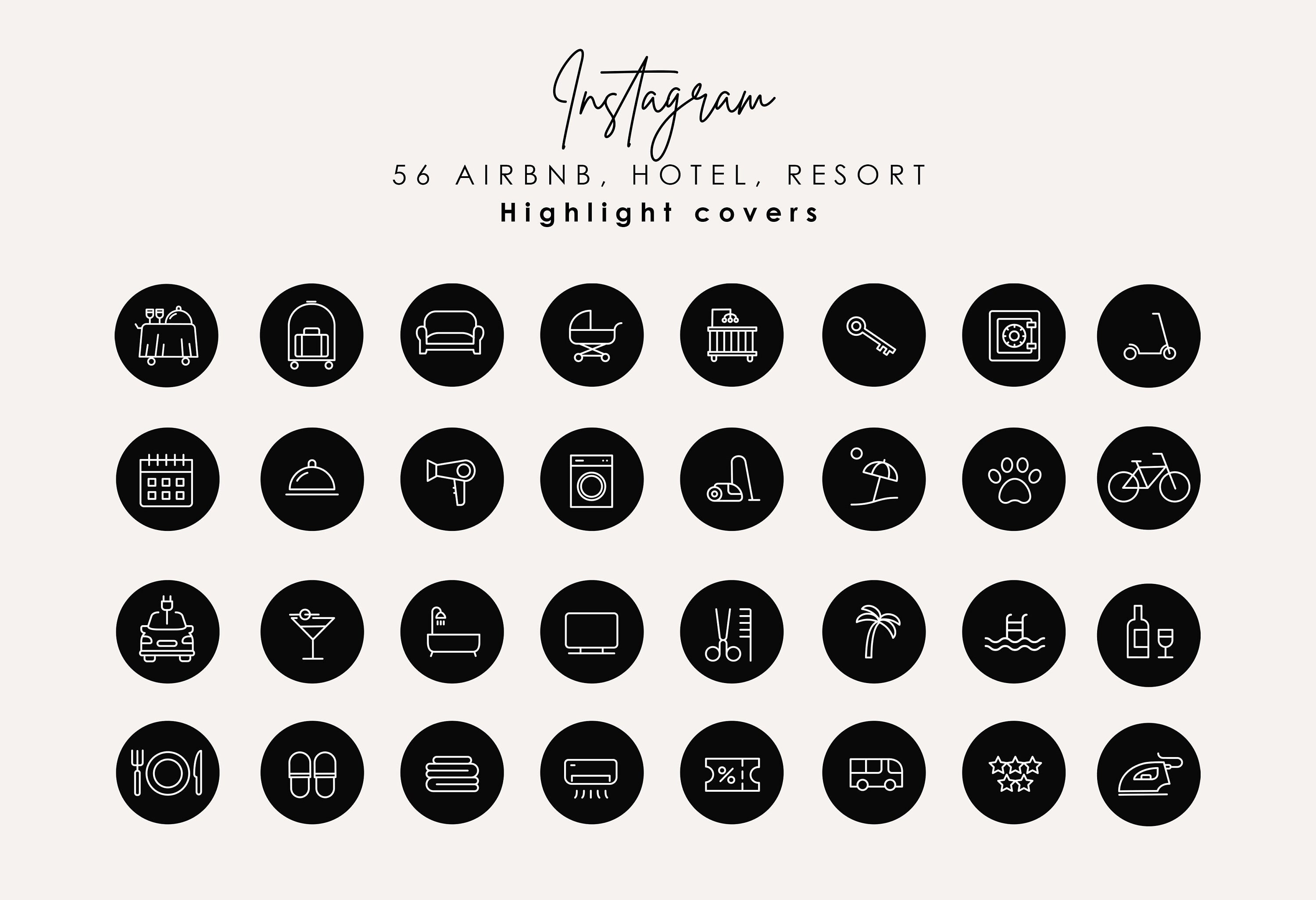 56 Instagram Airbnb Icons Hotel Highlight Cover Icons - Etsy