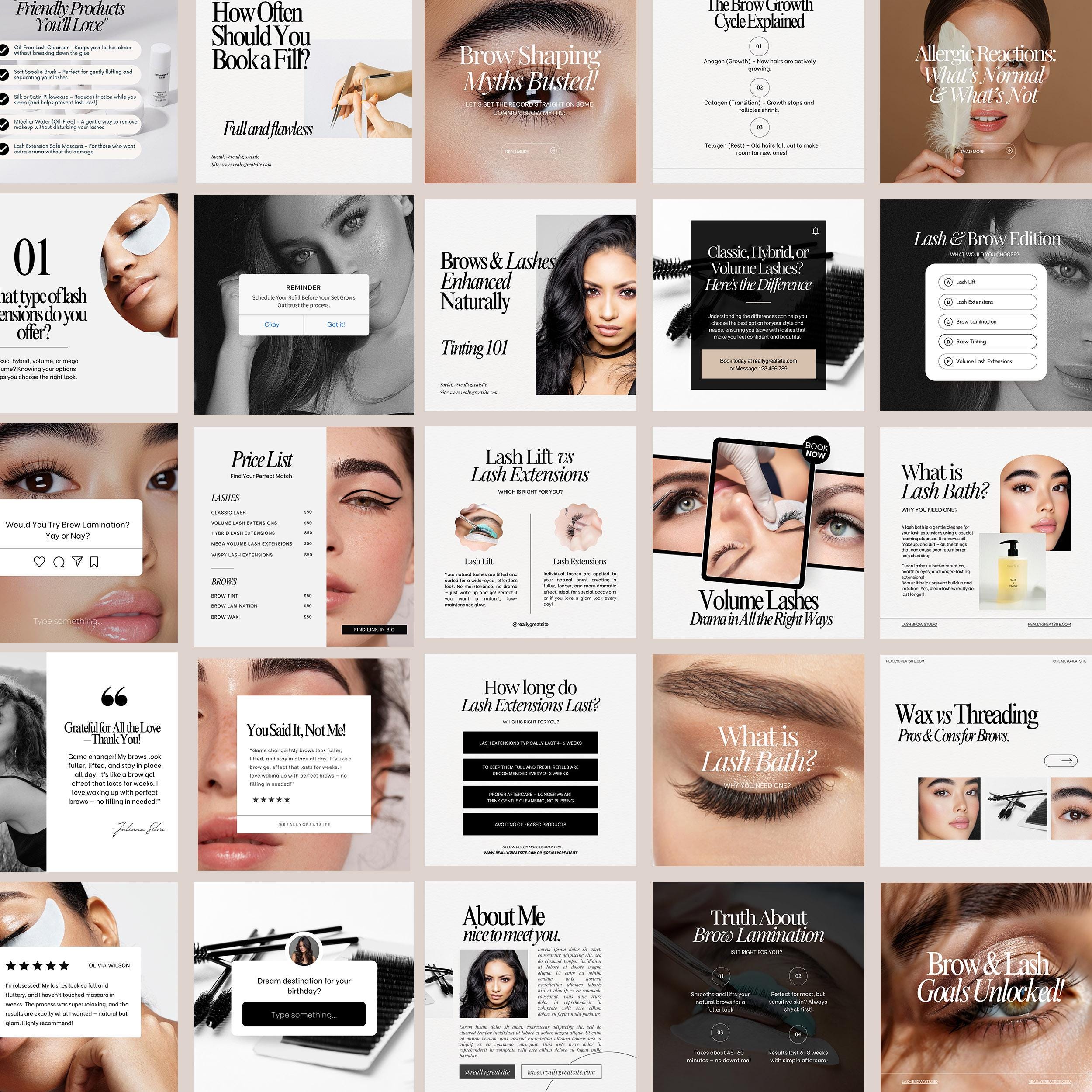 Lash & Brow Tech Instagram Post Templates: Social Media (canva) - Etsy