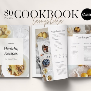 Recipe Book Template  | Editable Cookbook Template | Printable Recipe ebook | Canva Templates