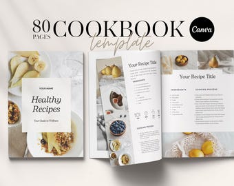 Recipe Book Template  | Editable Cookbook Template | Printable Recipe ebook | Canva Templates