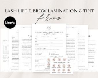 Lash Lift & Brow Lamination Forms: Editable Esthetician Templates (Canva)
