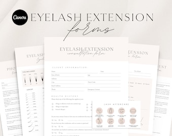 Eyelash Extension Forms: Lash Consent & Aftercare (Canva Template)