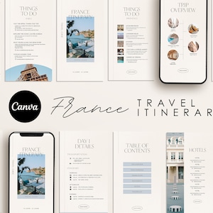 France Travel Itinerary Template: Printable Canva Guide (Digital Download)
