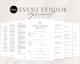 Editable Event Vendor Agreement Template: Canva Contract (Digital Download)