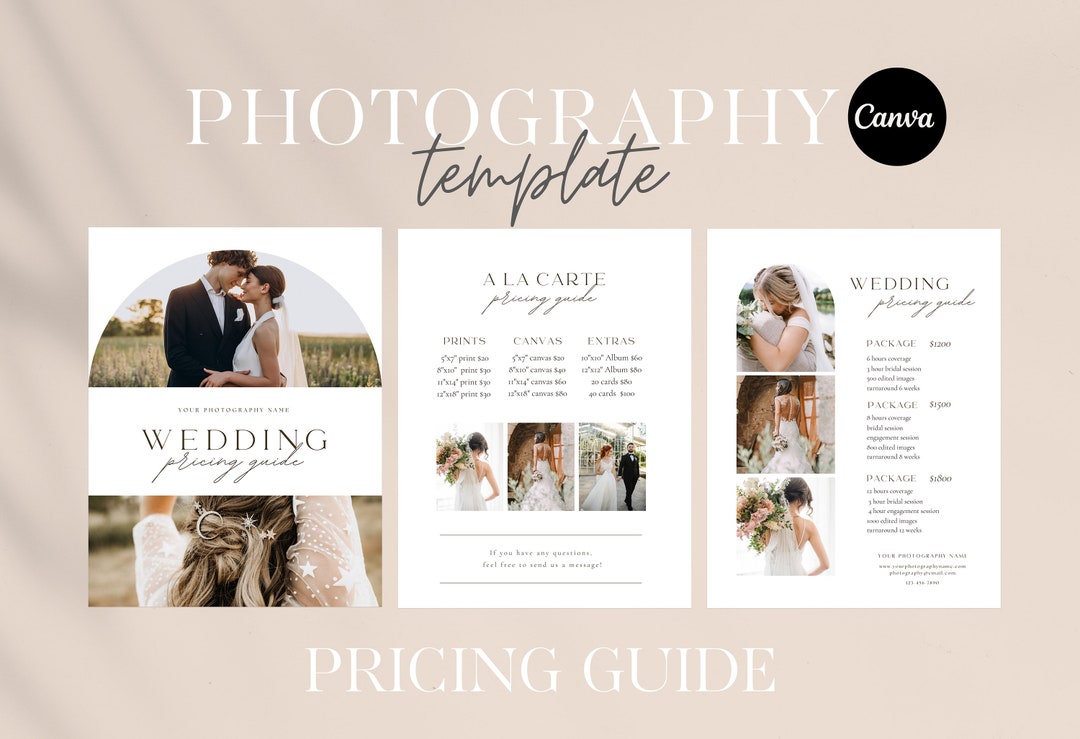 Wedding Photography Pricing Guide: A La Carte Canva Template