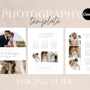 Wedding Photography Pricing Template | A La Carte Photographer Price Guide | Wedding Pricing Guide List | | Canva Template