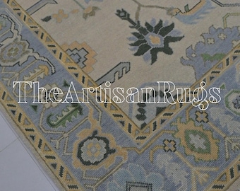 Classic Medallion wool carpet, Cream multicolor oushak Hand knotted Area Rug for Living Room, Bedroom, Office, Kids Room .....(Quick ship)