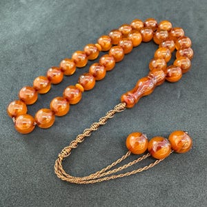 Bakelite 33-Bead Tasbih: Worry Beads, Macrame Tassel