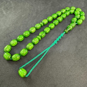 Bakelite 33-Bead Tasbih: Worry Beads, Macrame Tassel, Large Beads