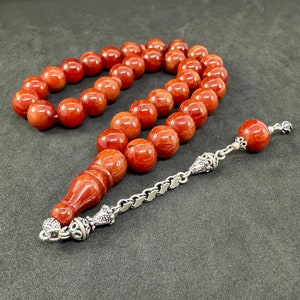Bakelite 33-Bead Tasbih: Worry Beads, 925 Sterling Silver Tassel