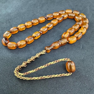 Bakelite 33-Bead Tasbih: Worry Beads, Macrame Tassel