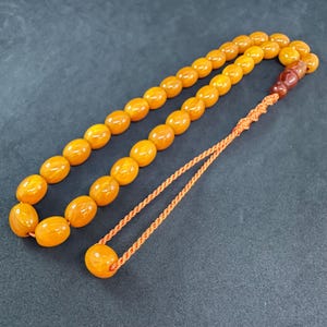 Bakelite 33-Bead Tasbih: Worry Beads, Macrame Tassel, Large Beads