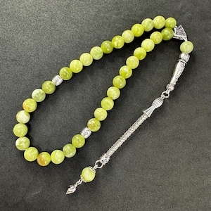 Tasbih de 33 cuentas de piedra de jade: cuentas para la preocupación