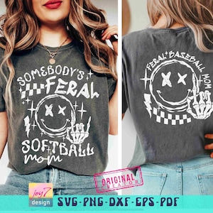 Funny Baseball Mom SVG PNG Somebody's Feral Mom Svg Retro Baseball Mom Png Mom Life Baseball Sublimation Baseball Game Day Cut File Original image 5