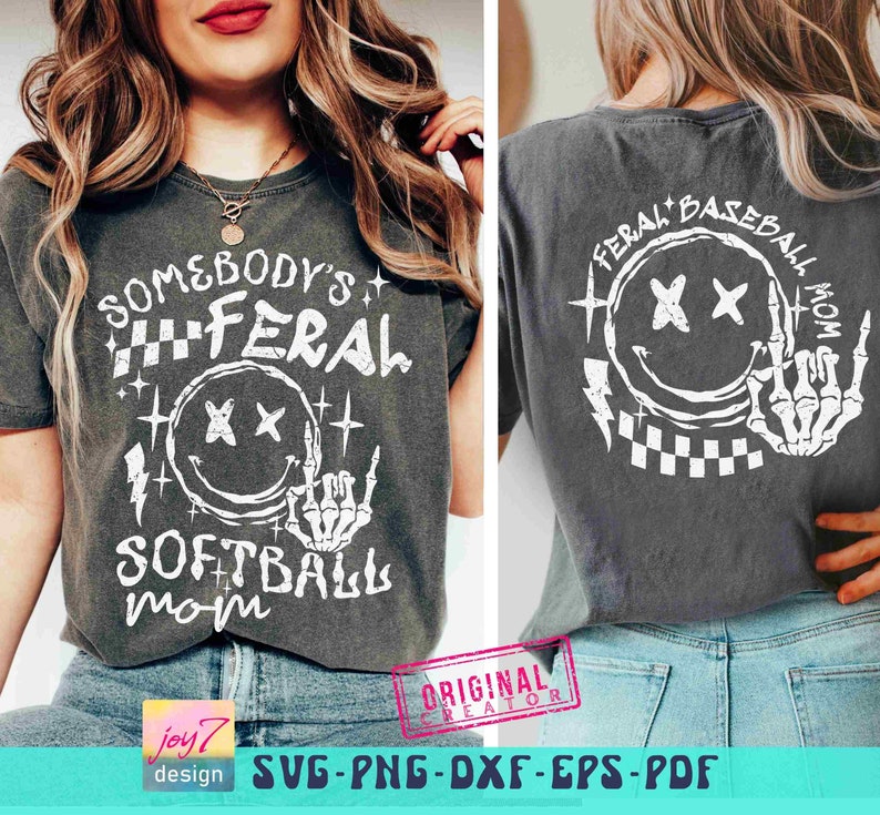 Funny Baseball Mom SVG PNG Somebody's Feral Mom Svg Retro Baseball Mom Png Mom Life Baseball Sublimation Baseball Game Day Cut File Original image 5