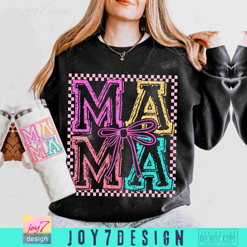 Mama Retro Kariert Coquette PNG Retro Mama Png Muttertag Trendige Mama Shirt Design Png Retro Mama Checker Niedliche Mama Coquette Bow ORIGINAL Bild 5