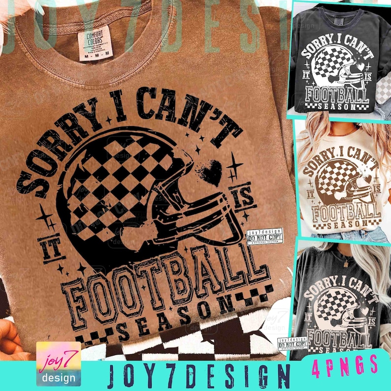 Sorry I Can't It Is Football Season PNG Trendy Football shirt Funny Football Mom Png Retro Checker Football design Trendy Football ORIGINAL image 1