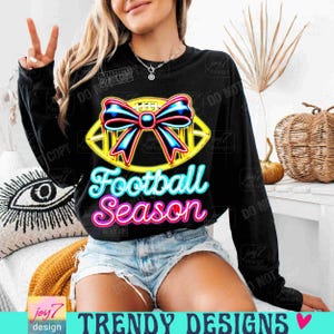 Football Season NEON PNG Football Bow Coquette Trendy Neon Football Png Funny Football Mom Football Team Trendy Game Day Football ORIGINAL image 6