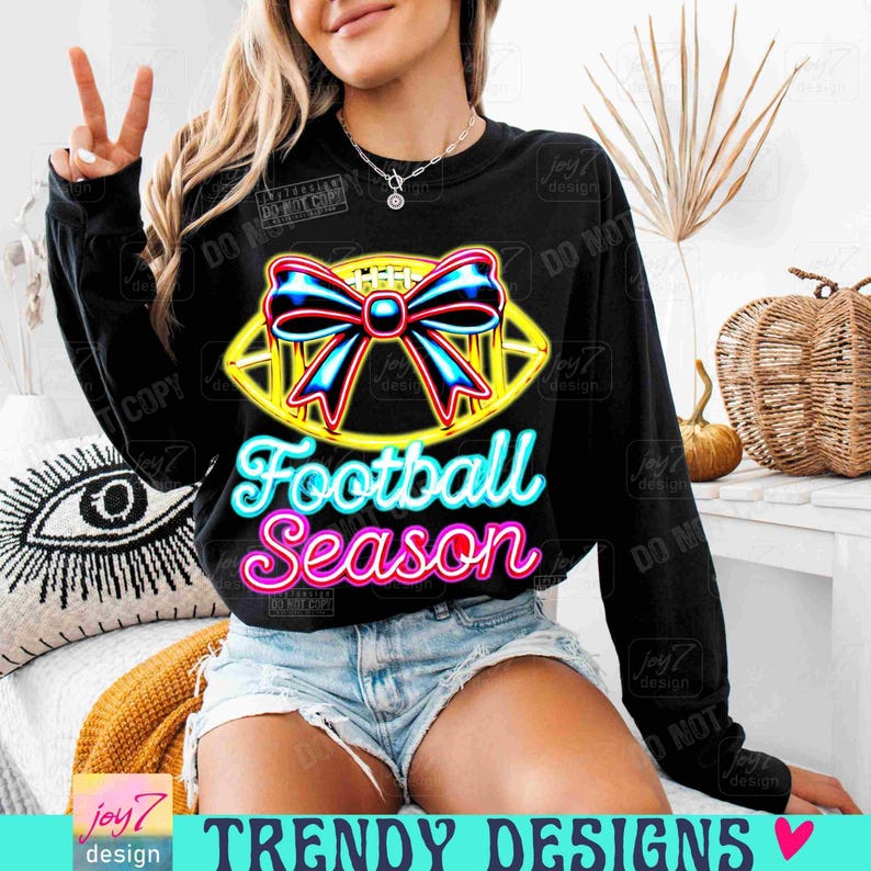Football Season NEON PNG Football Bow Coquette Trendy Neon Football Png Funny Football Mom Football Team Trendy Game Day Football ORIGINAL image 6