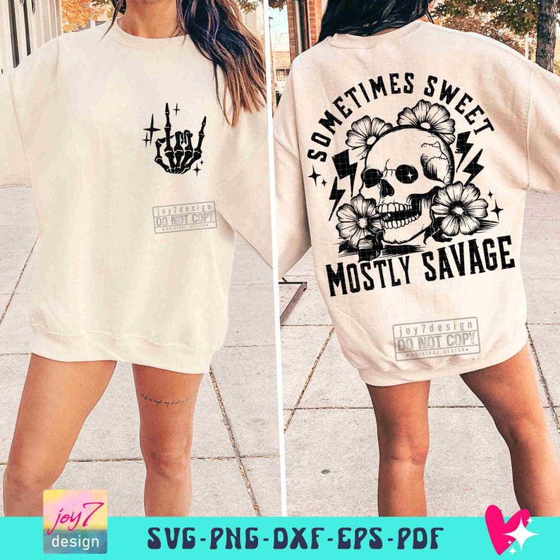 Manchmal süß meistens Savage SVG PNG Sarkastisch Snarky Blumen-Schädel-Svg Witchy-Frauen-Sublimation Lustig Png-erwachsene Humor-Svg Cricut ORIGINAL Bild 6