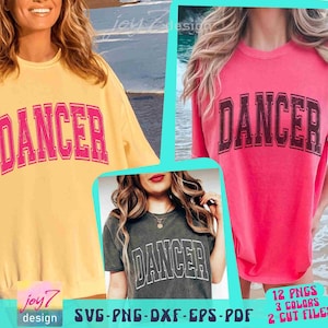 Bailarina SVG PNG Camiseta de bailarina Svg Letras universitarias Baile Svg Escuadrón de baile Svg Mamá bailarina Svg Profesor de baile Png Archivo de corte de baile Sublimación de bailarina