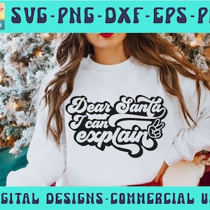 Caro Babbo Natale, posso spiegare SVG PNG Pdf, Retro Christmas Svg, Christmas Jumper Svg, Winter Svg, Christmas Svg per POD, Retro Santa Png Cut File